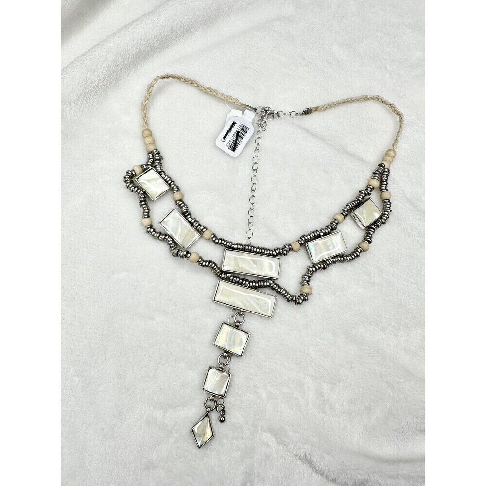 NEW Free People Lately Necklace Mother of Pearl Bohemian Goddess Layered Silver